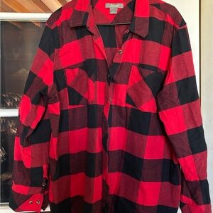Red and Black Plaid Button-Up Shirt